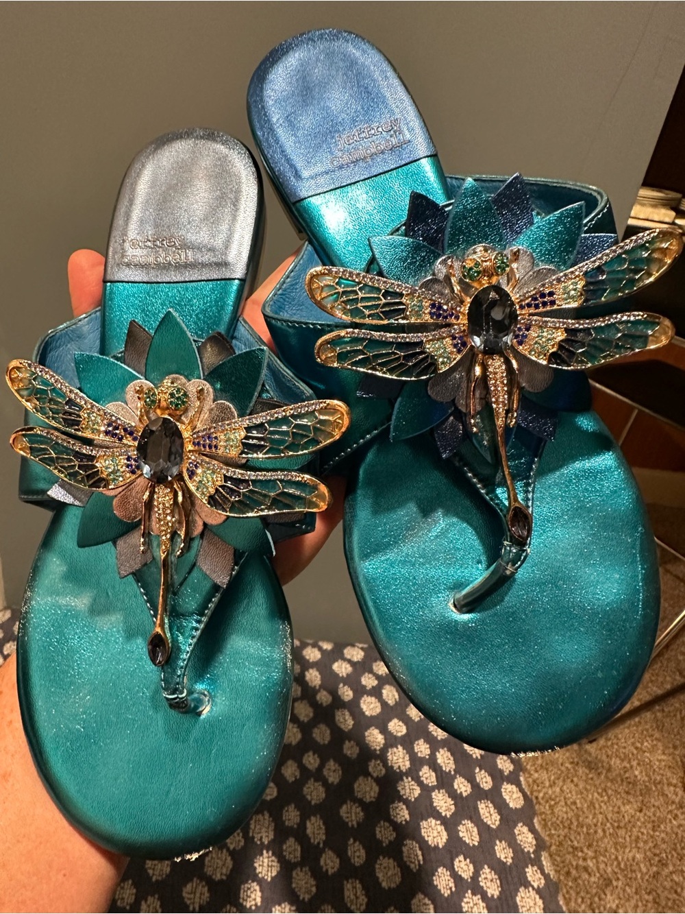 RARE Jeffrey Campbell Jeweled Dragonfly thong sandals 6